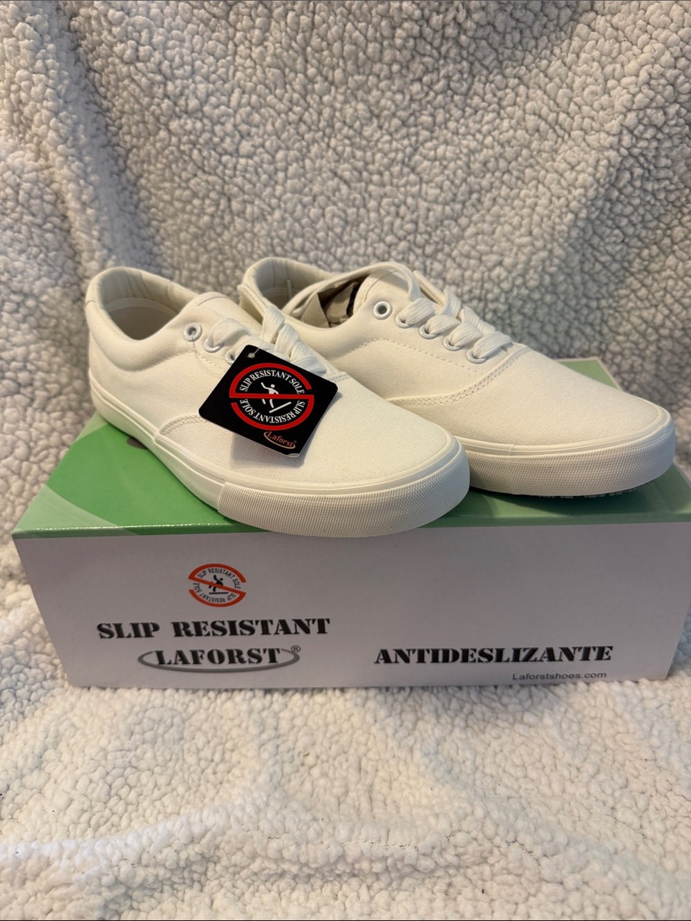 Laforst White Slip-Resistant Canvas Sneakers